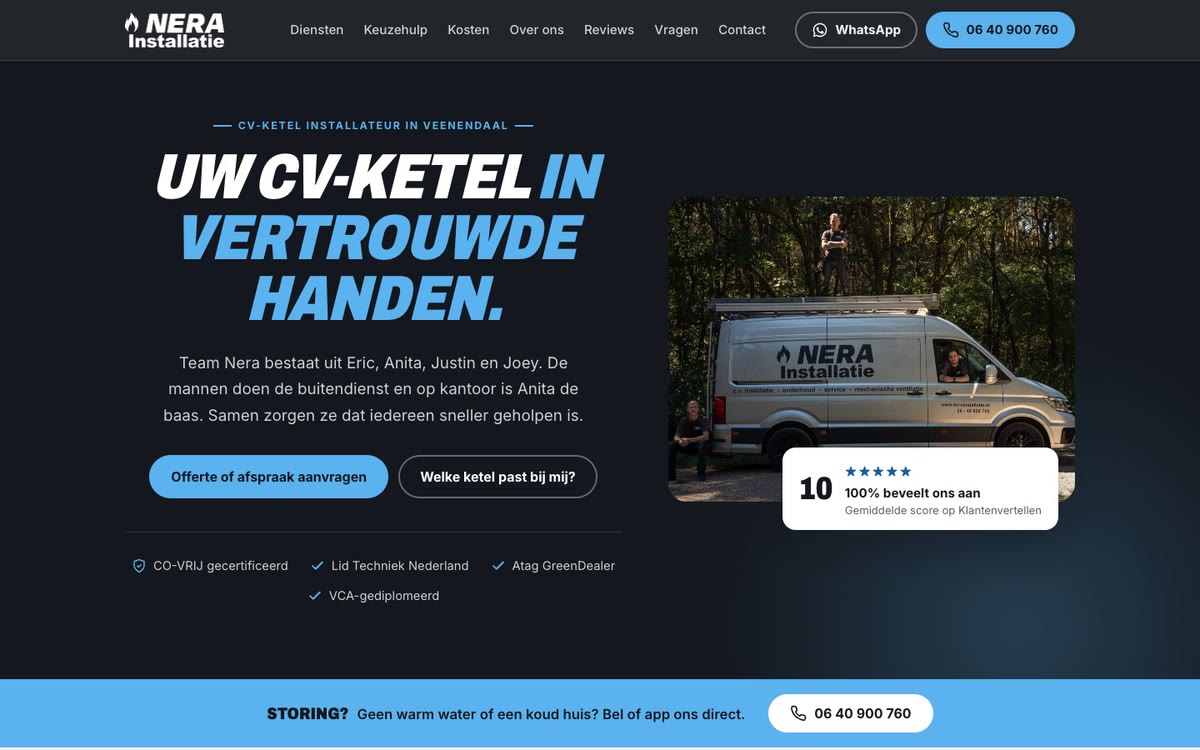 De nieuwe website van Nera Installatie