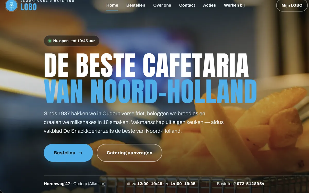 Website en online bestelsysteem voor Snackhouse & Catering LOBO