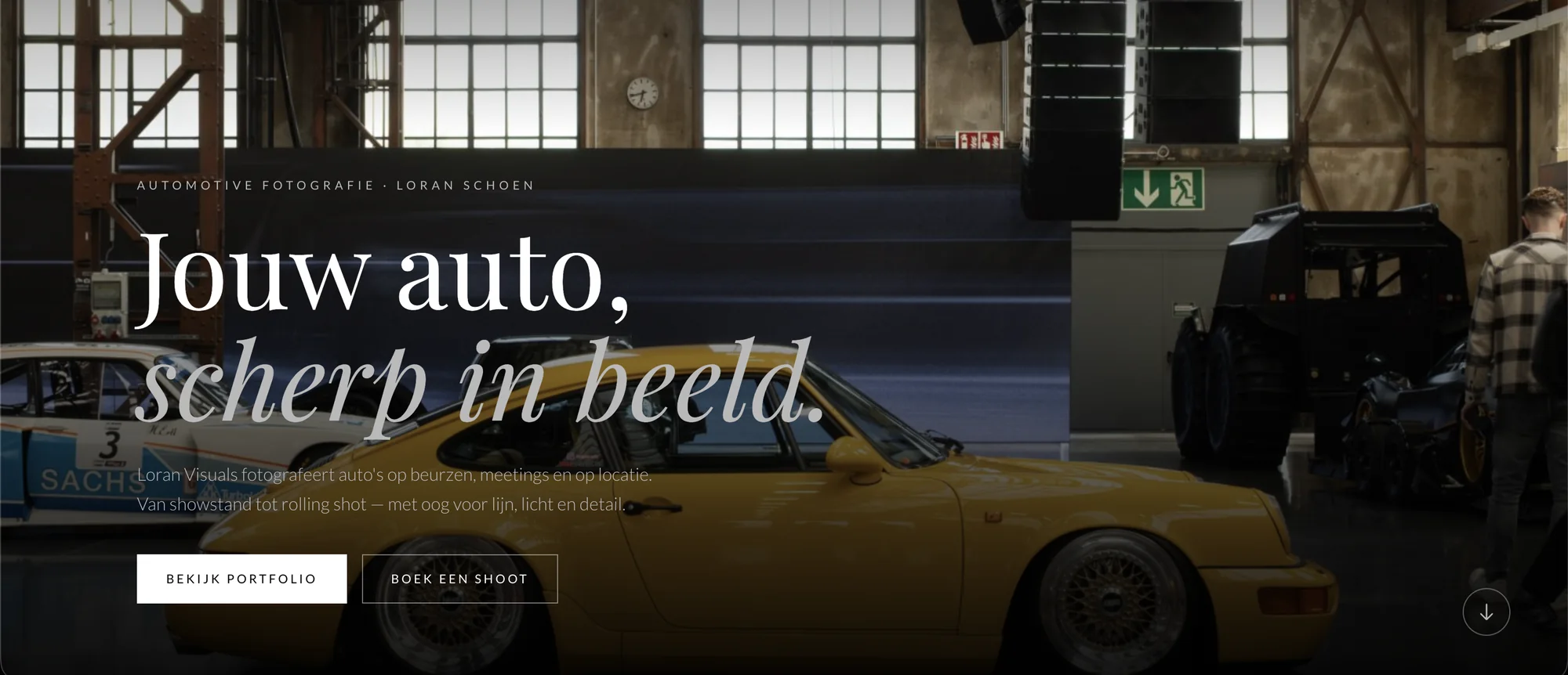 Website voor Loran Visuals, automotive fotografie